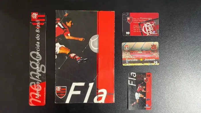 Kit Flamengo 1999 - Encarte + 3 Cartões Telefônicos Telemar | Item de Colecionador