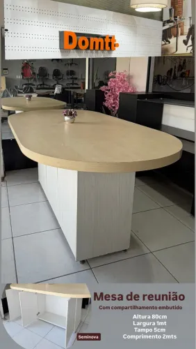 Mesa de reunião Com compartilhamento embutido Altura 80x 1x2mts