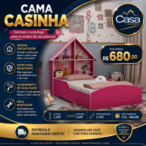 Cama casinha Rosa