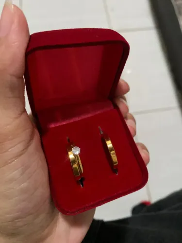 Aliança Aço Banhada a Oura 18K - Reta