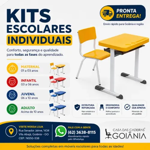 Kit Escolar Mesa + Cadeira Para Maternal, Infantil, Juvenil e Adulto - À pronta entrega!