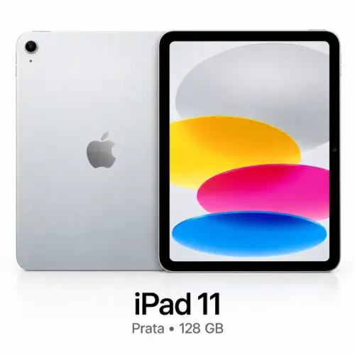 iPad 11 prata, 128 GB.