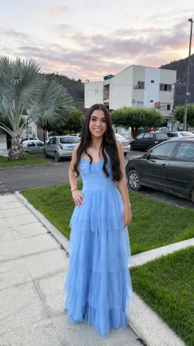 Vestido de festa azul serenity