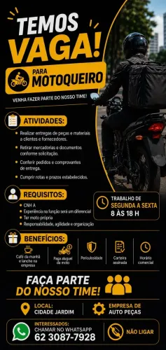 VAGA PARA ENTREGADOR