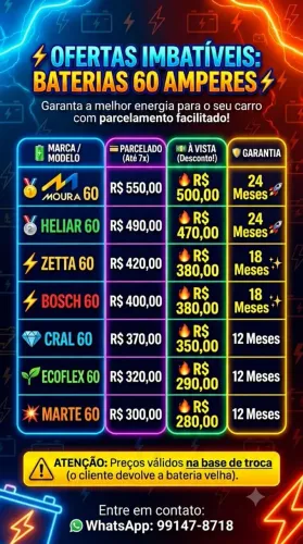 Bateria automotiva Aparti de R$259,99 