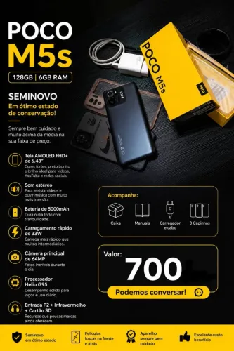 POCO M5s 128GB | 6GB RAM - Seminovo
