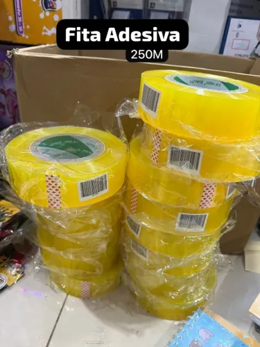 Fita Adesiva Transparente 250m Larga - Embalar Caixas / Mudança