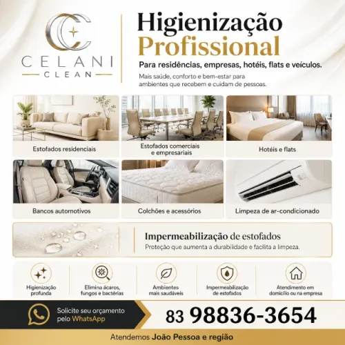 Limpeza de Sofá, Colchão, Cadeiras, Ar-Condicionado, Hotéis e Empresas em João Pessoa