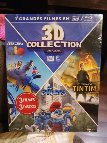 Box Blu-ray 3D 2D 3 discos Rio Os Smurfs As Aventuras de Tintim