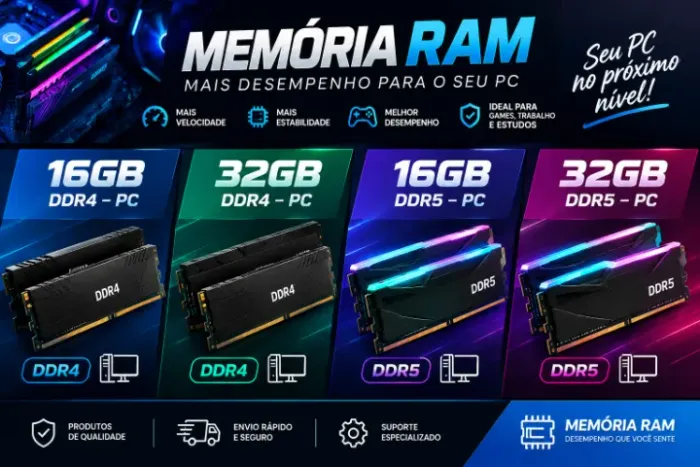 Memoria de pc e notebook ddr4 e ddr5 16gb, 32gb novas
