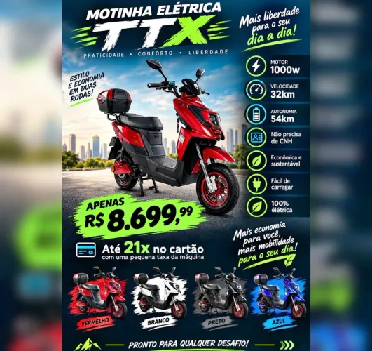 Moto elétrica TTX ( estilo biz) 1000w loja física