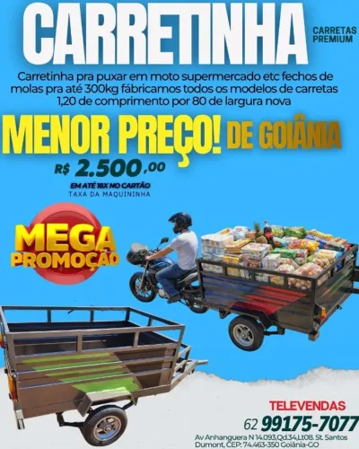"Carretinha pra puxar em moto supermercado etc fechos de molas pra até 300kg fabricamos 