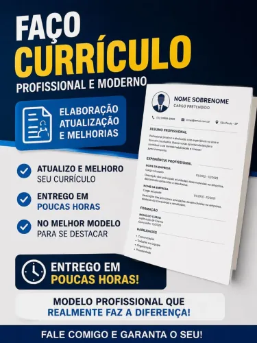 Faço Currículos Profissionais e Atualização de Currículos