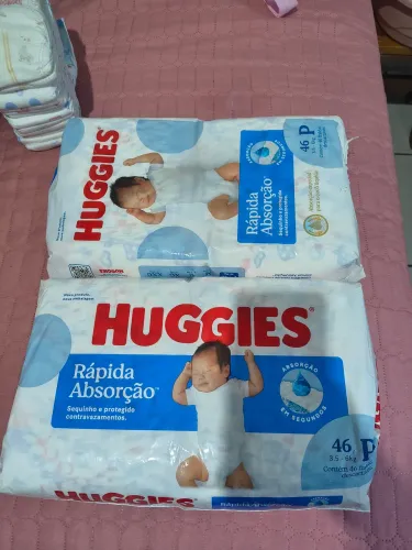 Fralda Huggies Rápida Absorção P - 2 pacotes com 46un cada