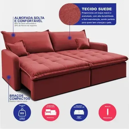 Sofá Cama 4 Lugares Elegante