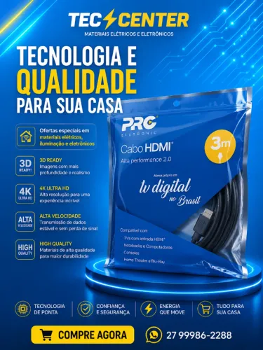 Cabo Hdmi Alta Performance 2.0 Pro Eletronic 3M 4k