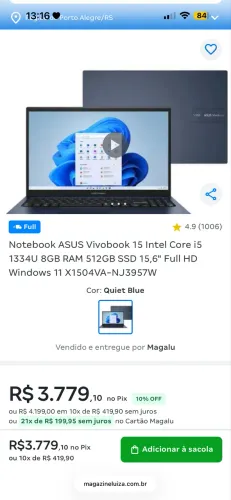 Notbook Asus i5