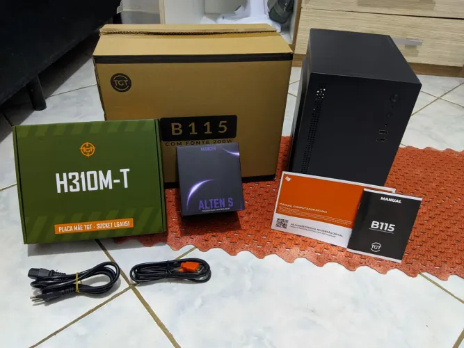 Kit i3-8100, placa-mãe TGT H310M-T, Cooler, gabinete e fonte.
