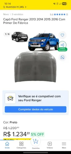 Capô Ford ranger 13-16