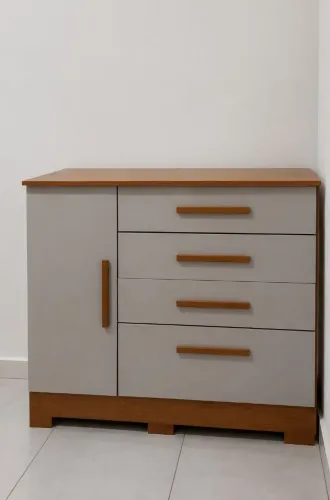 Cômoda 4 Gavetas e Armário Lateral