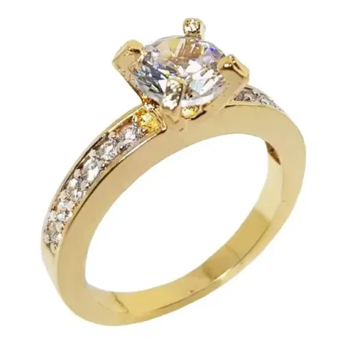 Anel Noivado Feminino Banhado Ouro 18k Zirconia Luxo