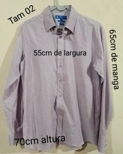 Camisa social masculina Tam 02 Dudalina Lilás com branco