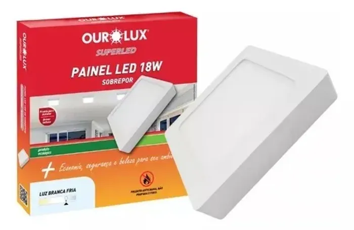 Painel 18w 6500k ourolux 22x22 sobrepor Plafon(Qualidade e Honestidade Jk Eletrônicos)