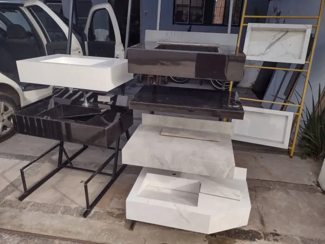 Lavatórios pias nichos em porcelanato para Banheiro - Estilo Moderno