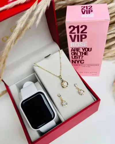 Kit feminino relógio smartwatch d20 + conjunto folheado 