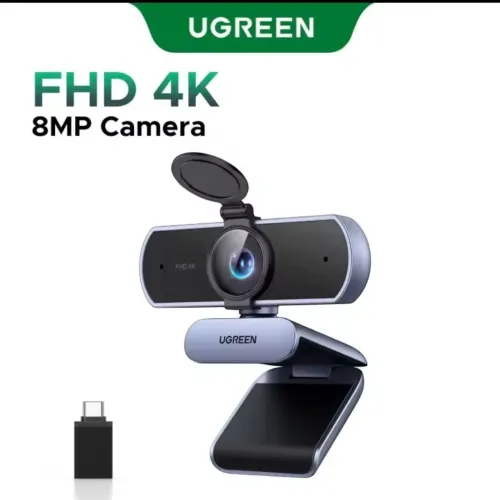 Webcam 4K Ugreen Autofoco Microfone Duplo USB-C e USB-A