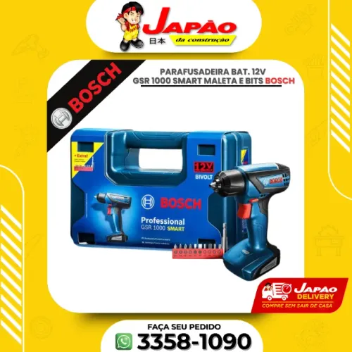 Parafusadeira Furadeira Bateria 12V C/ GSR1000 Bosch Com Maleta Garantia de 1 Ano