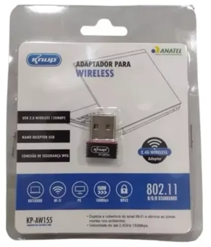 Adaptador Wireless Usb Nano Wi-fi 2.4ghz Knup Kp-aw155