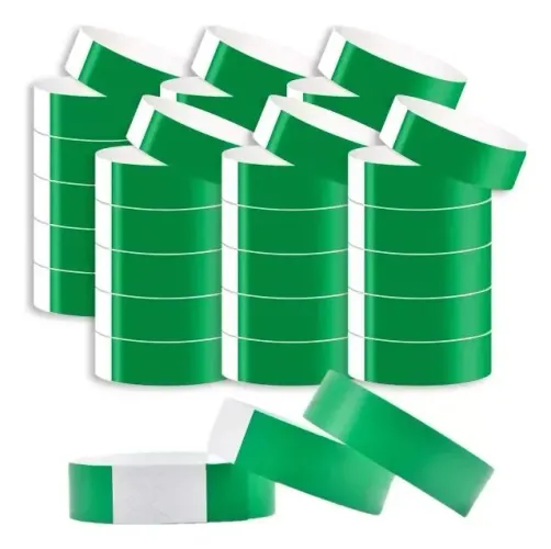 100 Pulseiras De Papel Adesivas A Prova D'água Identificação Para Festas Eventos Verde