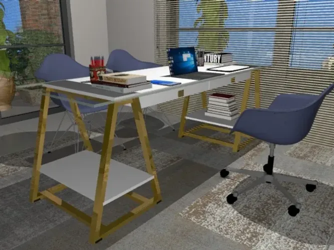 Mesa De Escritório Easel Delluxe Woods. L174cm x P70cm x A76cm