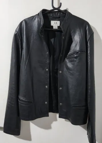 Armani Exchange Autêntica - Jaqueta de Couro Preta Importada