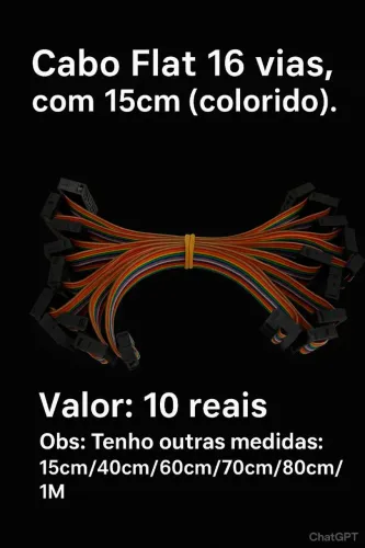 Cabo Flat 16 vias colorido 15cm