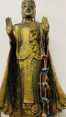 Escultura de Buda Dourado 172 cm madeira importado da Tailândia