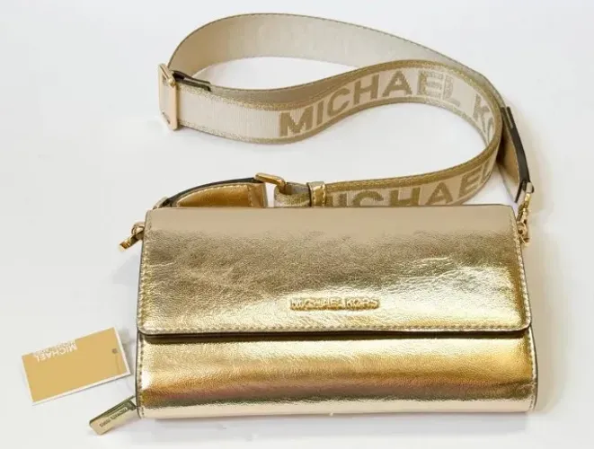 BOLSA MK 12x R$ 69,00 MICHAEL KORS JET SET DOURADA METÁLICA 35H3GTTC7M 