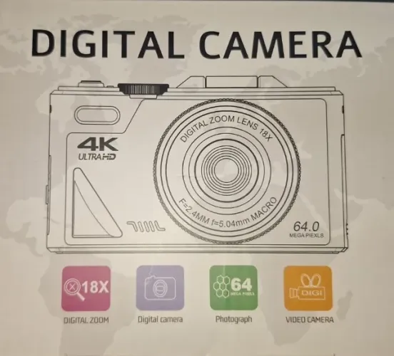 Câmera Digital Zoom 18x 64 Mp Fotografia E Vídeo 4k