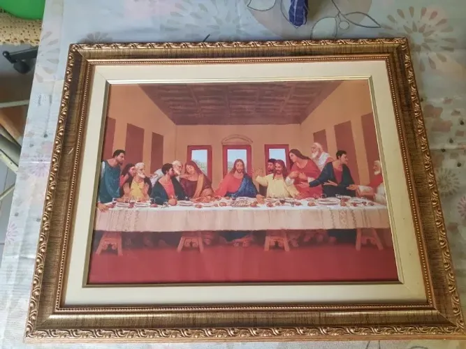 Quadro Santa Ceia com Moldura Excelente Tamanho 52x42cm