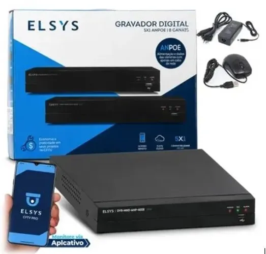 DVR 8 canais ELSYS AMPOE + 1 Câmera dome + 1 Câmera Bullet Falcon 84