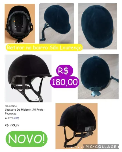 Capacete de Hipismo Fouganza 140 Preto - Novo - tamanho 55