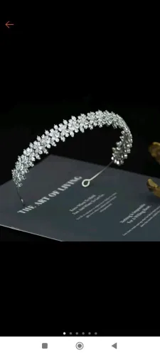 Tiara Porta coque coroa zircônia prata para penteado noiva, debutante 