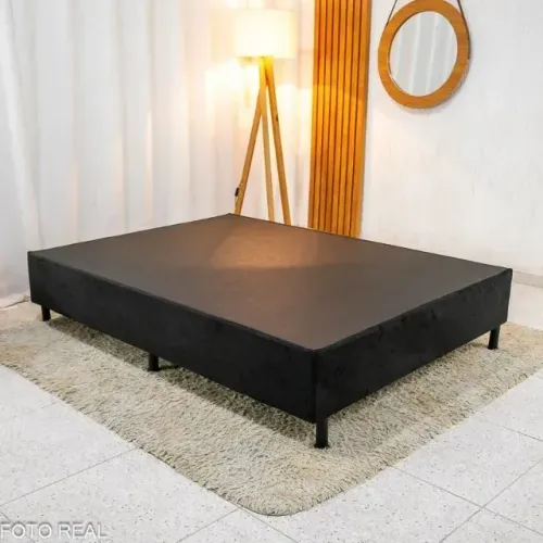 Base Box casal Suede Preto
