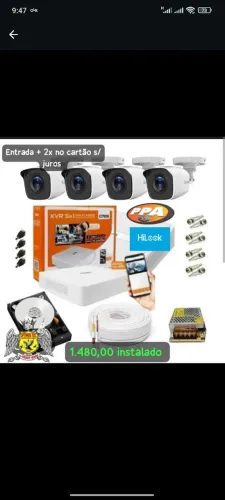 Kit completo DVR PPA com 4 câmeras Hilookvision 
