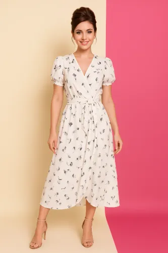 VESTIDO MIDI EM CREPE DE SEDA"LOVITO"