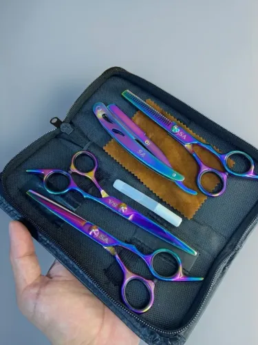 KIT DE 3 TESOURAS PROFISSIONAIS PRETA - Tomate