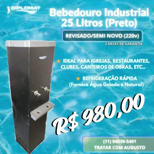 Bebedouro Industrial 25L Preto (220v) Semi-Novo - Revisado e Higienizado!