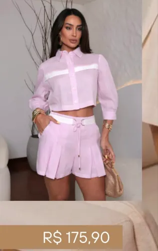 Conjunto rosa fina TAM G 