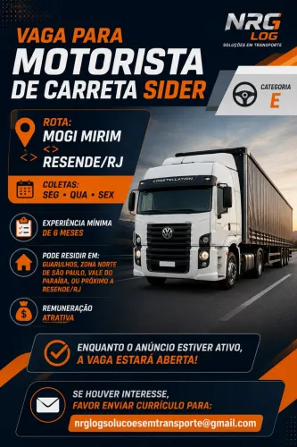 Vaga motorista carreta sider